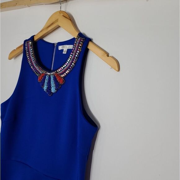 Intense Cobalt Sleeveless Beaded A-Line Dress - Picture 2 of 12